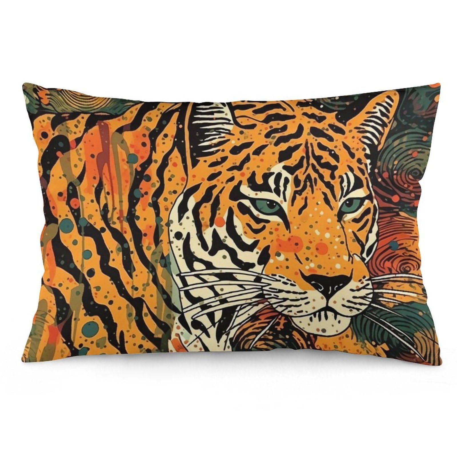 NTVOWPZO 2 Pack Decoration Throw Pillow Covers 20"x30" Pillowcases Covers Tiger Botanical Print Pillowcases Modern Farmhouse Home Decor Sofa Cushions Covers for Couch Bed Living Room