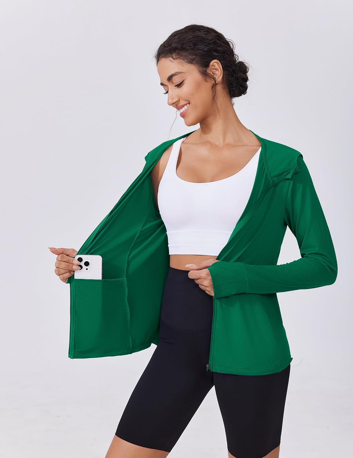 PINSPARK Women's UPF 50+ Sun Protection Hoodie Jacket Lightweight Full Zip Athletic Jacket Long Sleeve Shirt with Pockets - Image 6