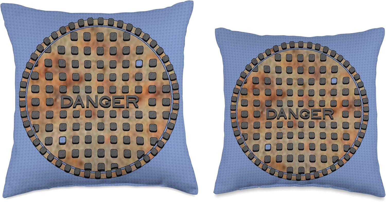 Danger Manhole Cover Throw Pillow