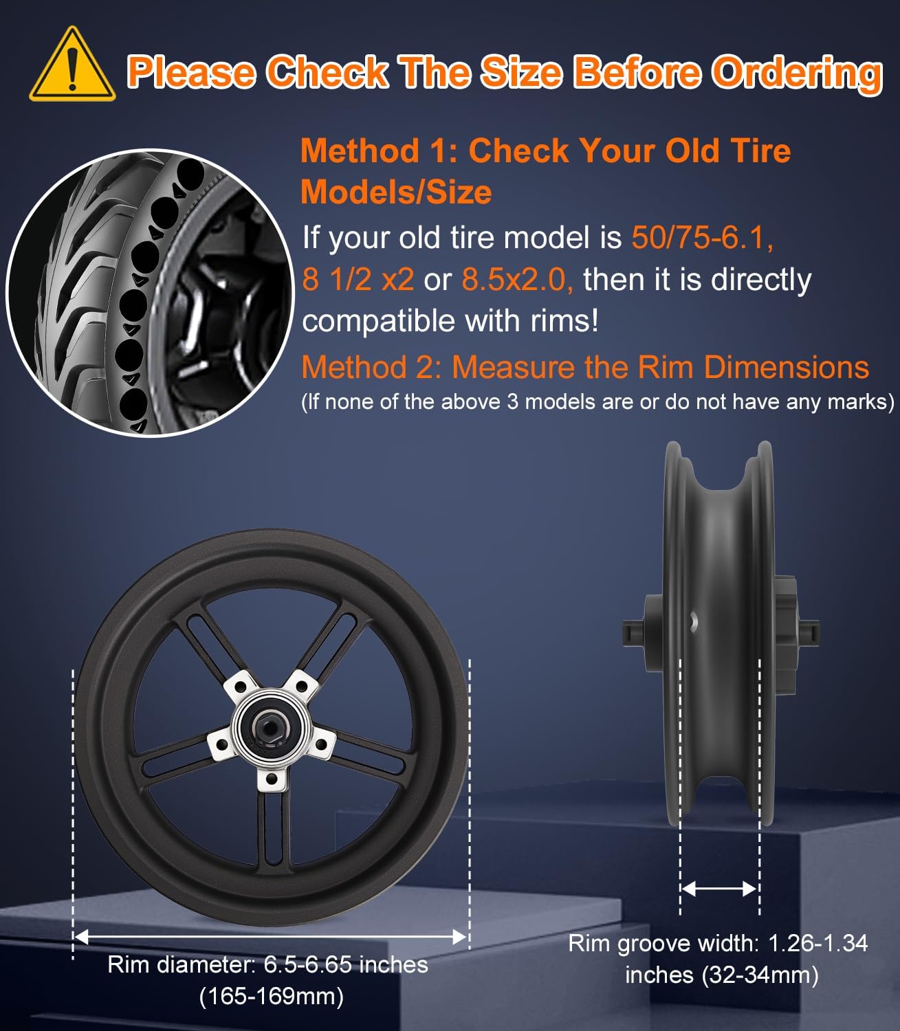 BANGTING 2 Pack Upgrade 50/75-6.1 Tubeless Scooter Tires, 8.5x2.0 Puncture-Proof Soild Tire, 8 1/2 x2 Replacement Airless Tyres for Gotrax GXL V2/XR/APEX, Hiboy S2, Xiaomi 3 Lite/3/Pro 2/1s/M365