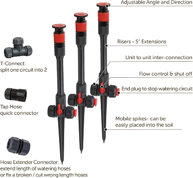 Eden 96093 Multi-Adjustable Flex Design Garden Sprinkler with Extension Set, Great for DIY Gardening Product