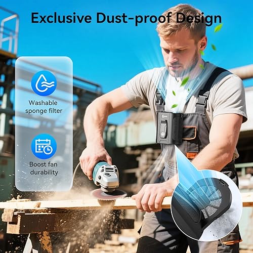 Miniatura 5 de Batería dual Ventilador de cintura portátil AI de próxima generación con clip de 24000 mAh, tiempo de funcionamiento máximo de 80 horas, 17000 rpm,