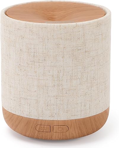 ZmarKraft Essential Oil Diffuser 200ml with Fabric Cover and Night Lamp | Ultrasonic Aroma Diffuser | Humidifier w Lights | Room Decor | Small Humidifier for Bedroom | Gift (Light Brown)