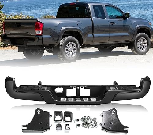Vista 25 de Reemplazo del conjunto de parachoques trasero para Toyota Tacoma 1995 1996 1997 1998 1999 2000 2001 2002 2003 2004, parachoques de acero cromado