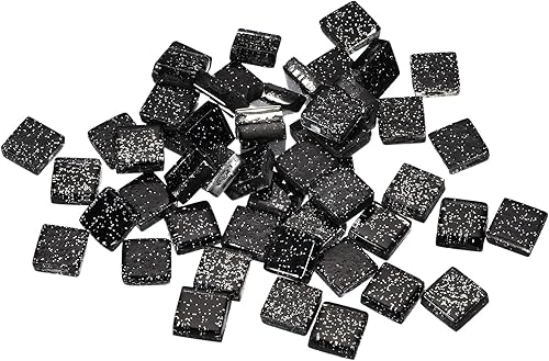 MECCANIXITY Azulejos de mosaico, azulejos de vidrio, piezas de vidrio de mosaico de cristal brillante, azulejos cuadrados de cristal con purpurina,