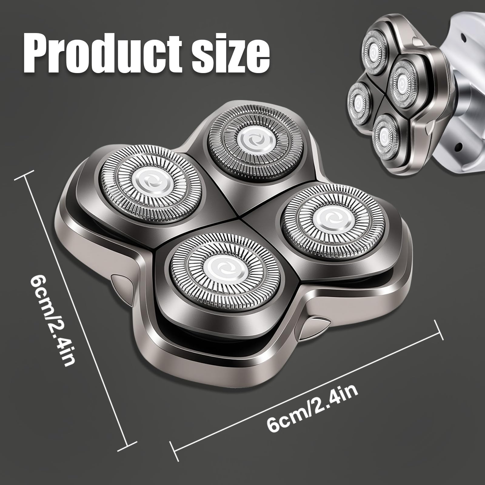 Pro 4 Ersatzklingen kompatibel mit Pitbull Skull Shaver,Butterfly Kiss PRO & Palm Shavers,Ersatzkopf für Glatzen Rasierer Herren,Wasserdicht Flexibler für Rasierkopf Nass-Trockengebrauch(2 Stück)