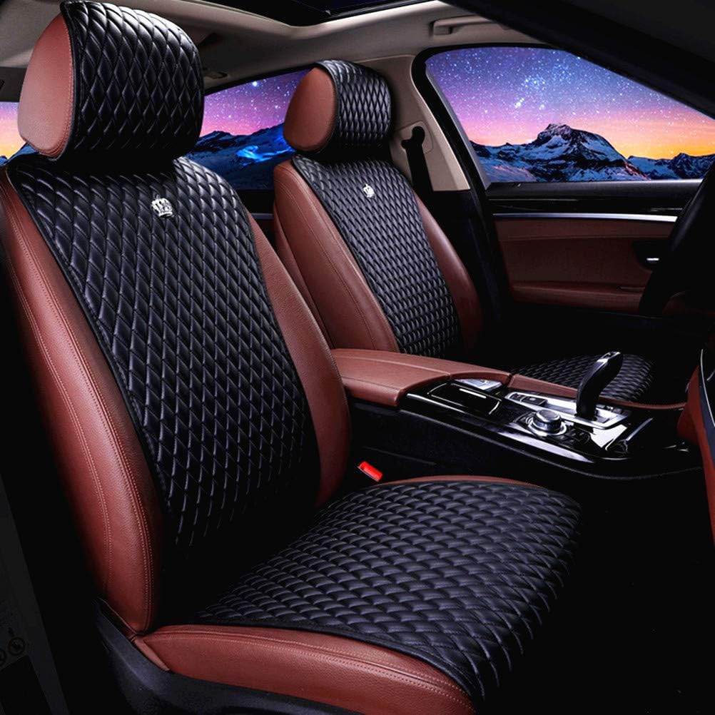 Red Rain Leather Seat Cover Universal Seat Covers with Crown Car Seat Protector Fit Car/Auto/Truck/SUV Black 2/3 Covered (Black)