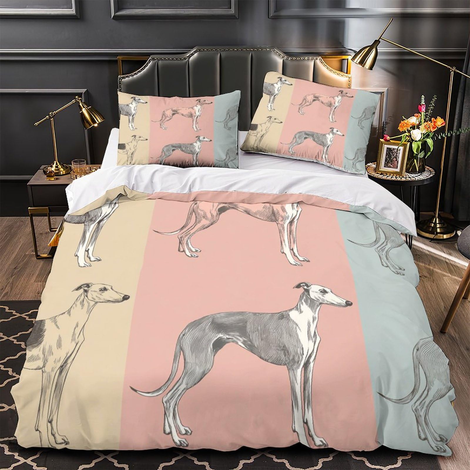 Housse de couette whippet anti-allergie parure de lit microfibre avec fermeture éclair fille single