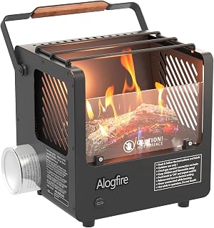 Alogfire 3-in-1 Portable Gas Fire Pit, 5200 BTU Butane Gas Heater and Stove, Real Flame Tabletop Fire Bowl with Safety Protection for Outdoor, Camping, Fishing