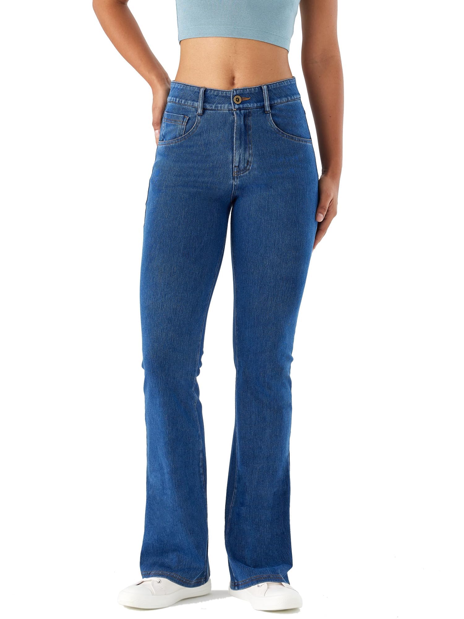 LaiEr Donna Jeans da Alta Elasticità,Skinny e con Tasche a Cerniera per Il Fitness, Morbidi e Comodi Pantaloni Bootcut Adatti per Lo Sport e Il Fitness,con Tasche Laterali