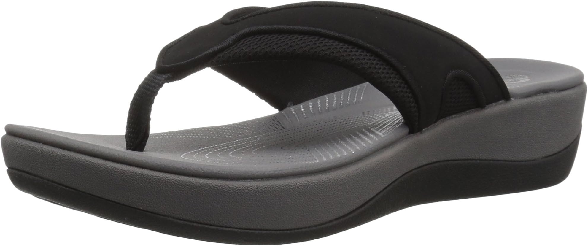 Clarks Women's Arla Marina Flip-Flop, Black Synthetic/Textile Combi, 5 Medium US
