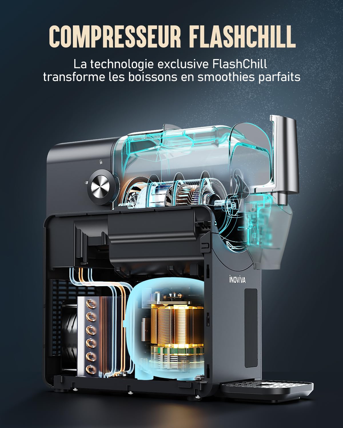INOVIVA Machine à Granités 2,6 L,Slush Machine sans Glace, Granités à Domicile avec Autonettoyage, 5 Modes Préréglés, Slushies, Milkshakes, Frappés et Cocktails Congelés