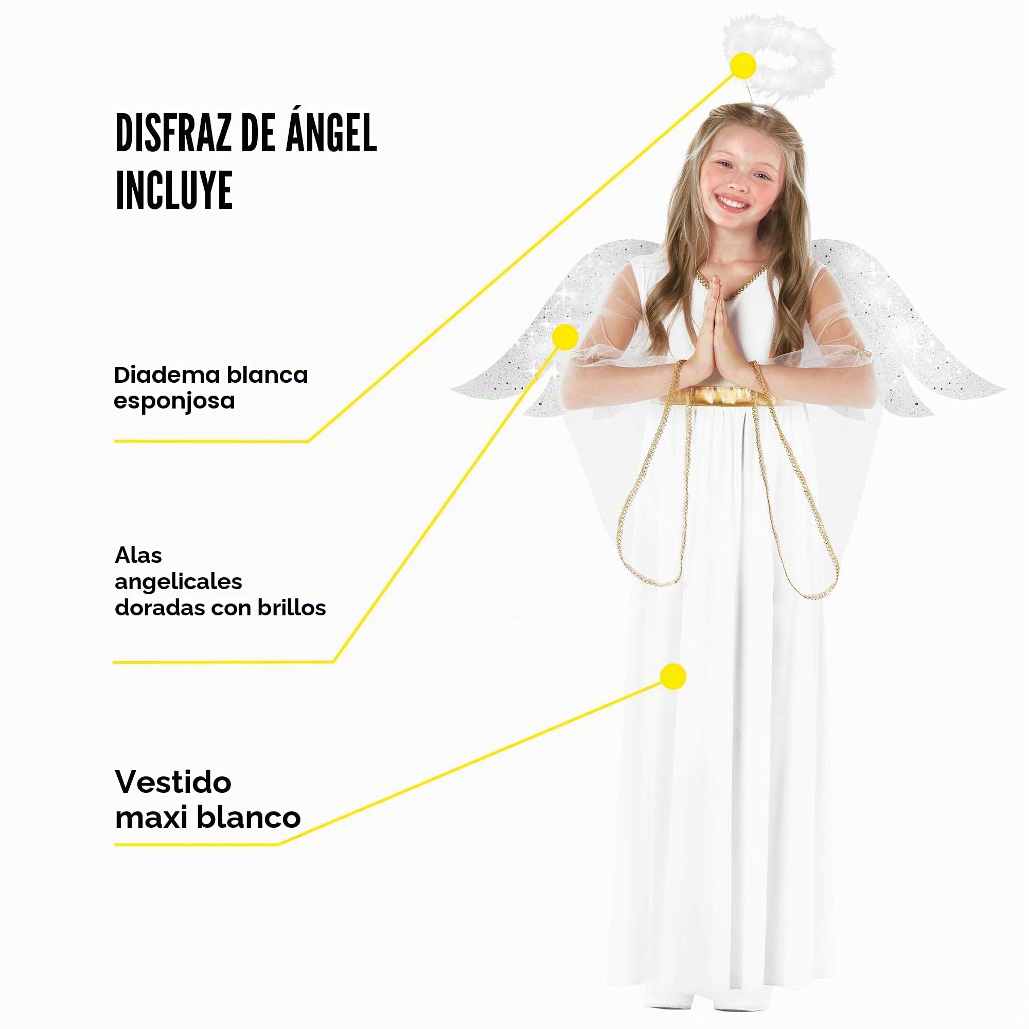 Morph Disfraz Angel Niña, Disfraz Angelito Halloween Niña