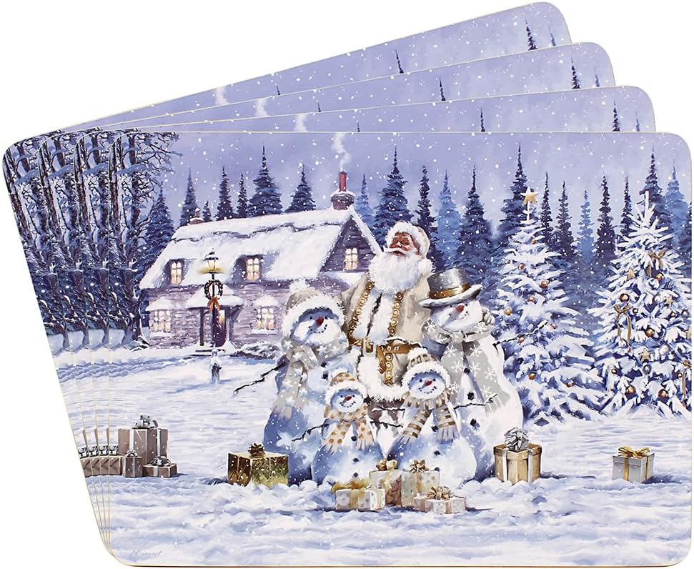 Set of 4 Place Mats - White Christmas Design