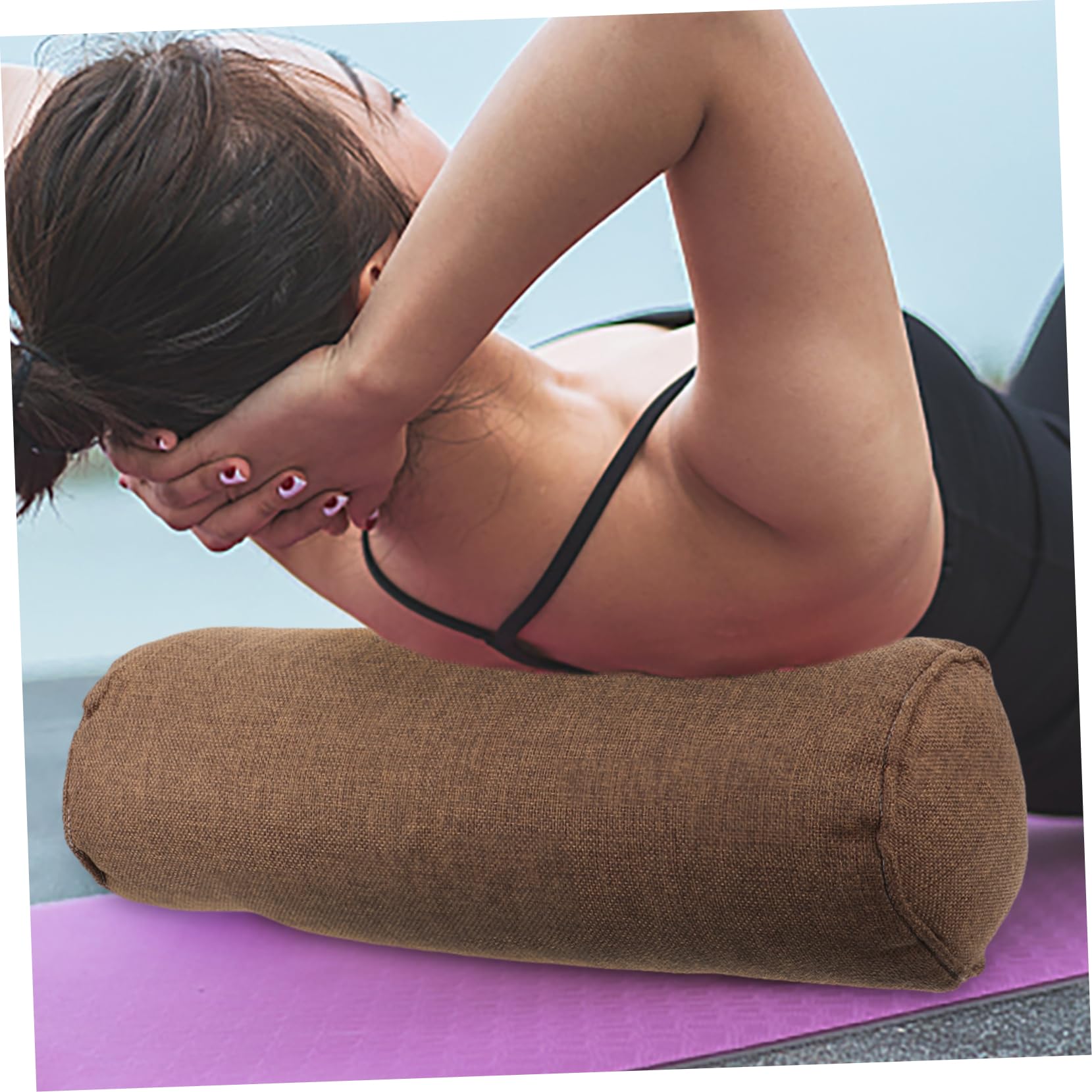 BESPORTBLE Cuscino Yoga Meditazione in Cotone e Lino a Forma Cilindrica, Versatile e Comodo Supporto per Yoga e Cuscino per Piedi