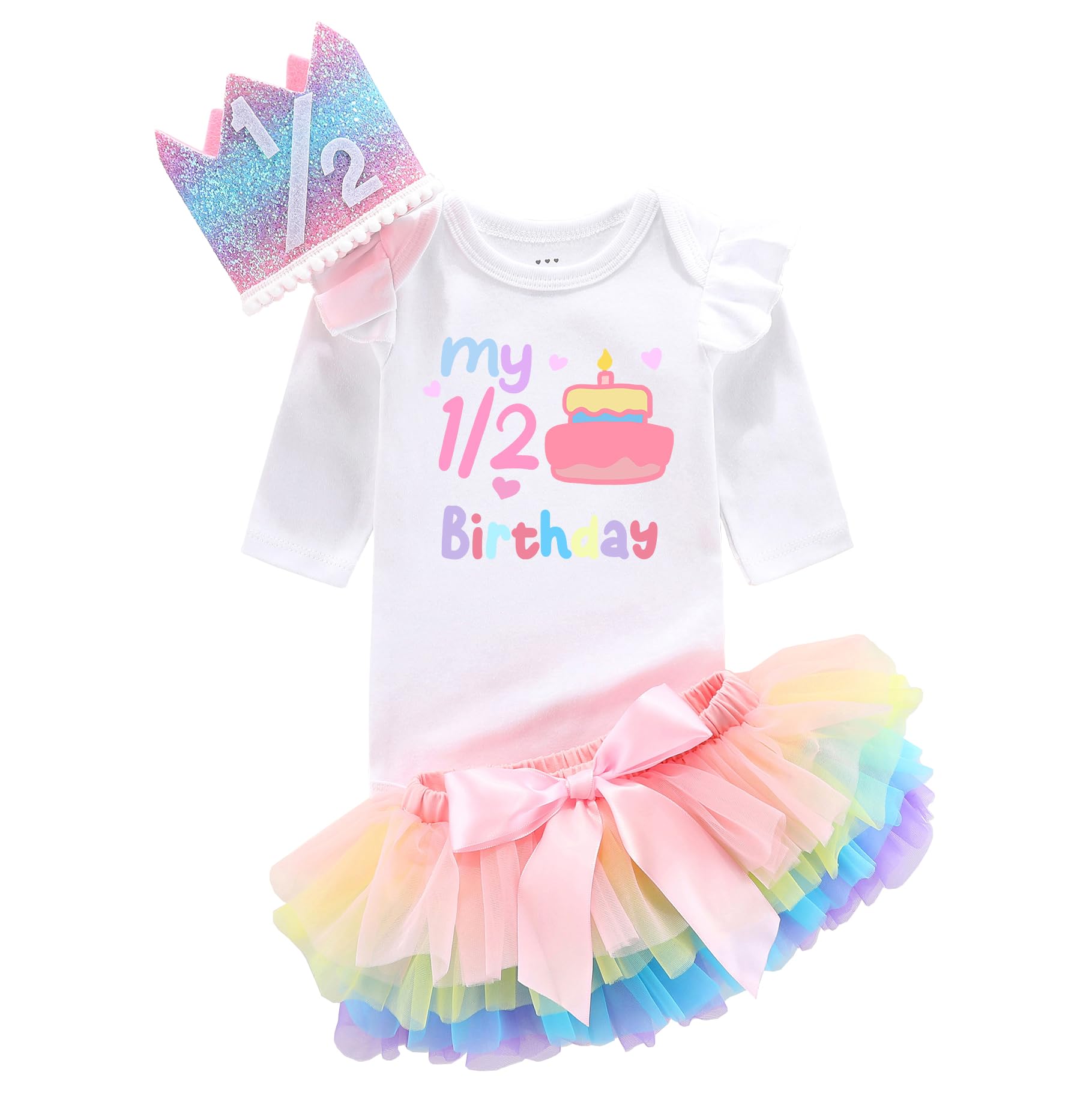 AXAZZNI Halfway to one Happy baby girl half birthday sweet 1/2 year birthday Girls outfit
