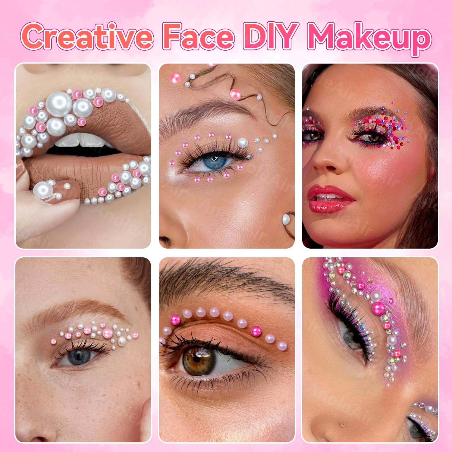 Pink White Nail Pearls for Nail Art, Pearl Nail Charms Gems for Nail Art Designs, Pearl Beads for Crafting, Small Tiny Half Pearl Beads for DIY Nail Art, Face Makeup and Craft - Image 6