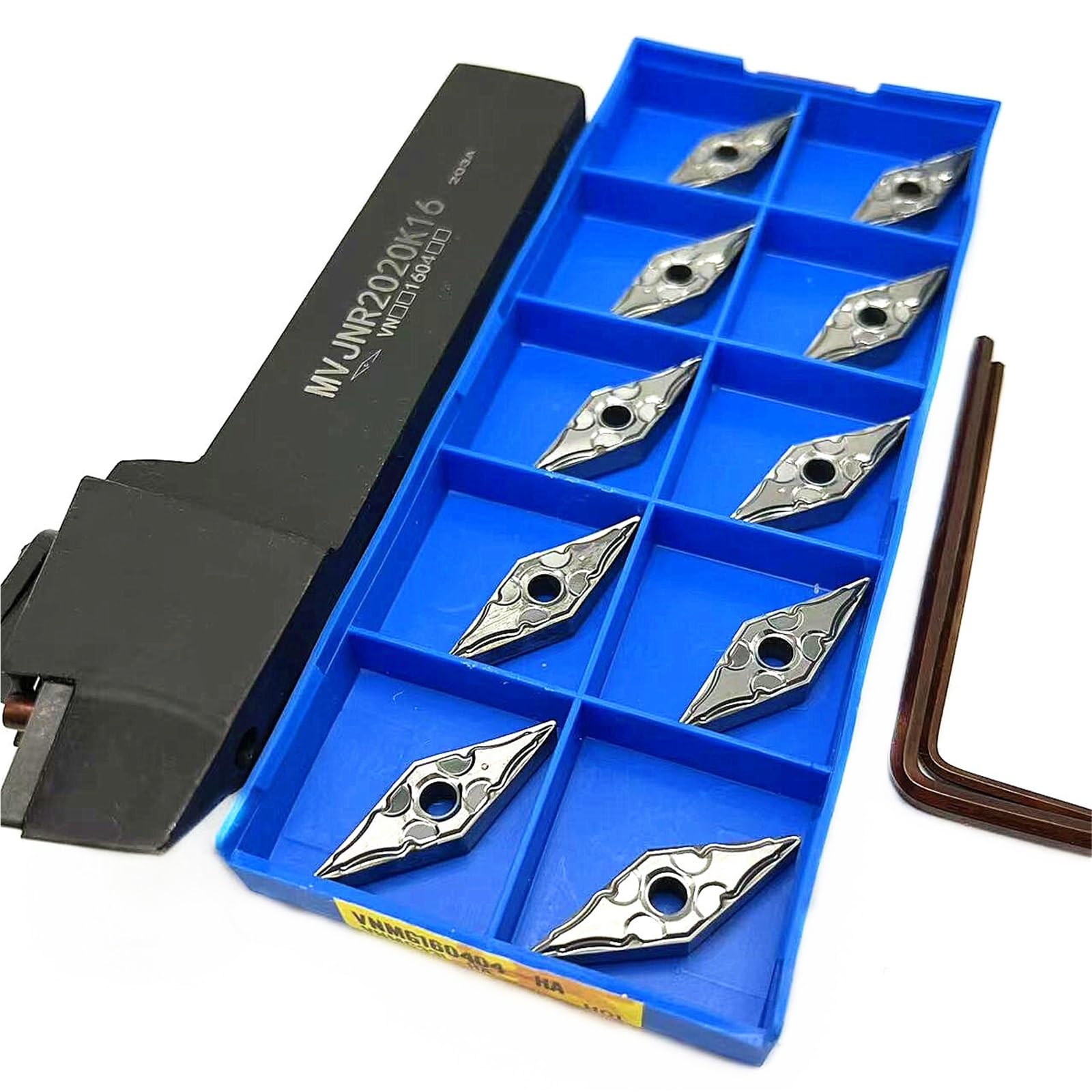 1 porte-outil de tournage indexable MVJNR1616K16 MVJNR2020K16 MVJNR2525M16 avec 10 inserts en carbure VNMG160404 (MVJNR1616K16) (MVJNR2020K16)