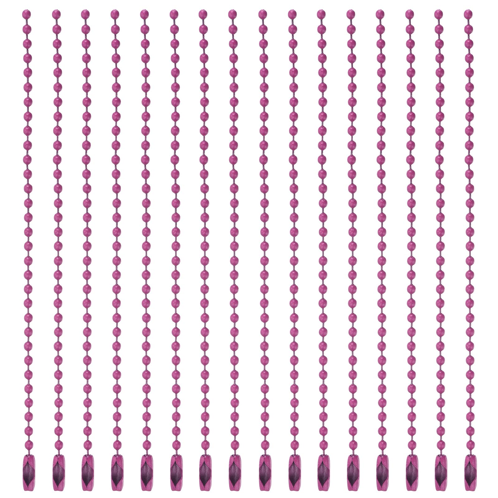 sourcing map Ball Bead Chain Beaded Necklace Chains 5 Inch Adjustable Metal Ball Chains 2.4mm/0.1inch Keychain for Jewelry Making,DIY Craft Projects,Pack of 36(Rose Red)