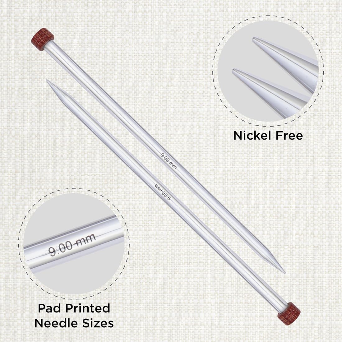 KnitPro NOVA Metall Stricknadeln 9,0mm 40cm - Jackenstricknadeln Aus Aluminium