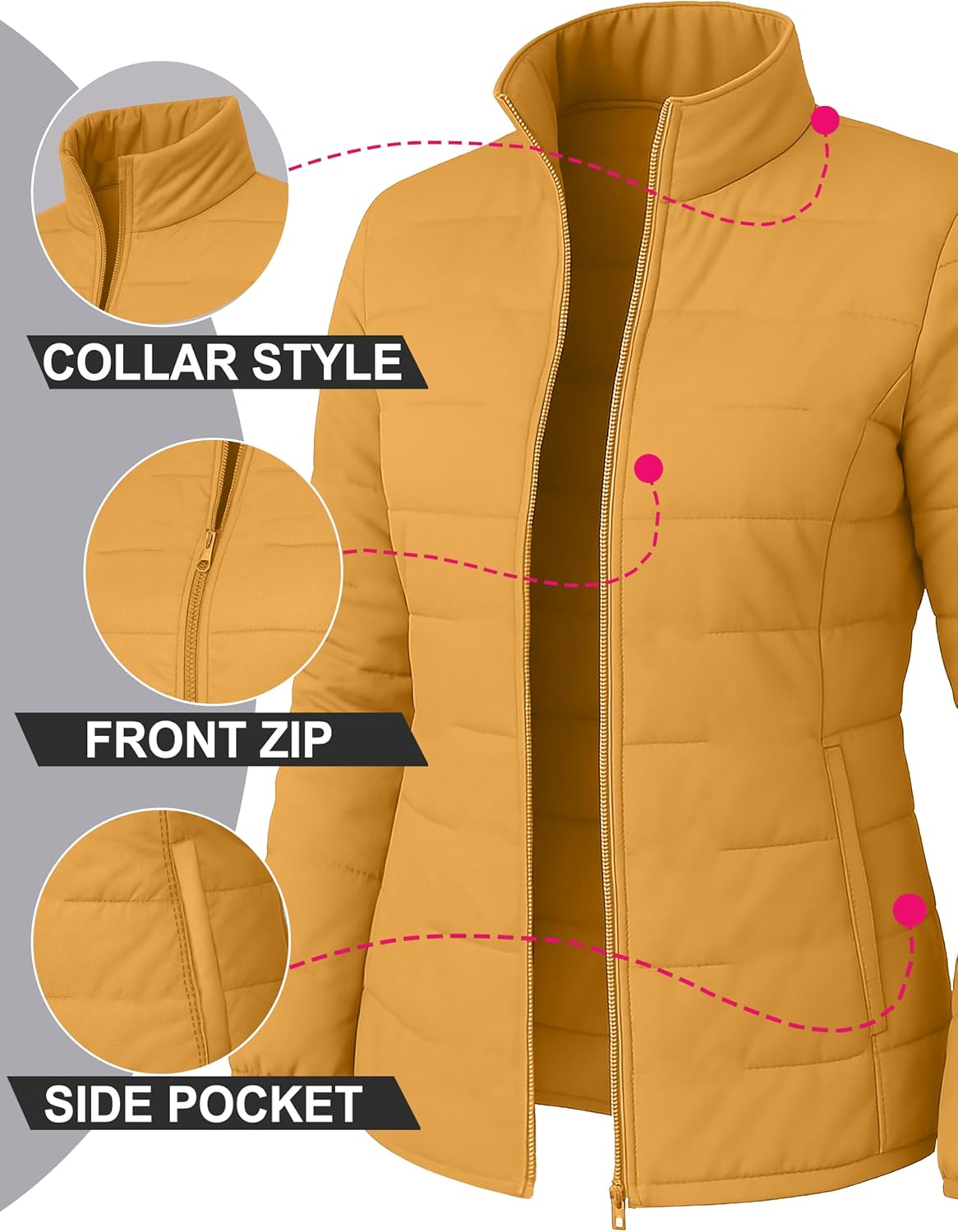 URBAN BUCK Packable Puffer Jacket Women with Hood – 32 Degree Lightweight Quilted Winter Puff Foldable Jacket for Women - Image 5