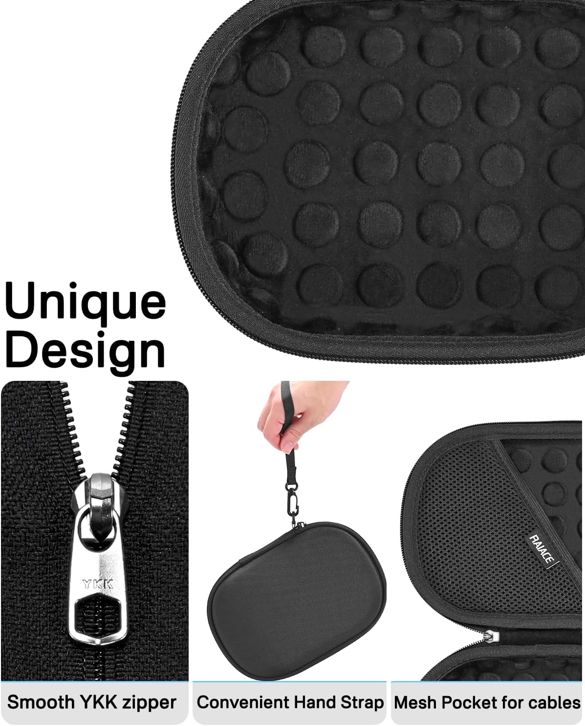 RAIACE Hard Storage Case Compatible with Bose QC 45 II, QC 35 (Series II), QC35, QC25 Headphones and Accessories, Protective Carrying Bag. - Black (Black Lining) - Image 3