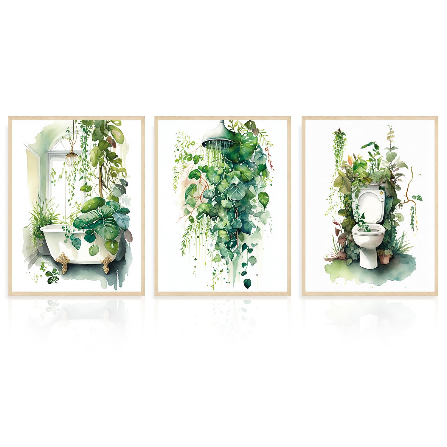 Dazzlewall 3Pcs Botanical Bathroom Wall Art Posters, Sage Green Tropical Leaf Prints for Bathroom Laundry Room Decor 12x16 in Unframed โ image 1