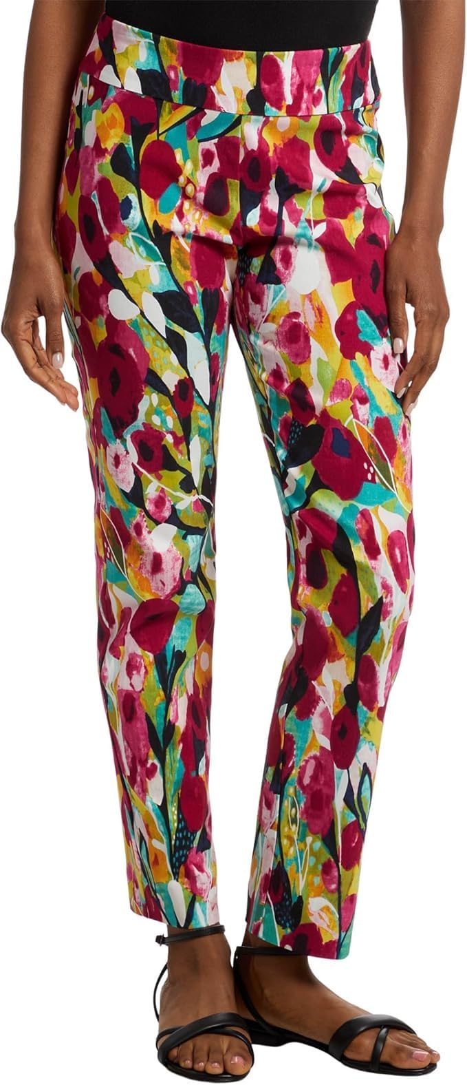 Krazy Larry Womens Pull on Ankle Pink Watercolor Size 10 Inseam 28