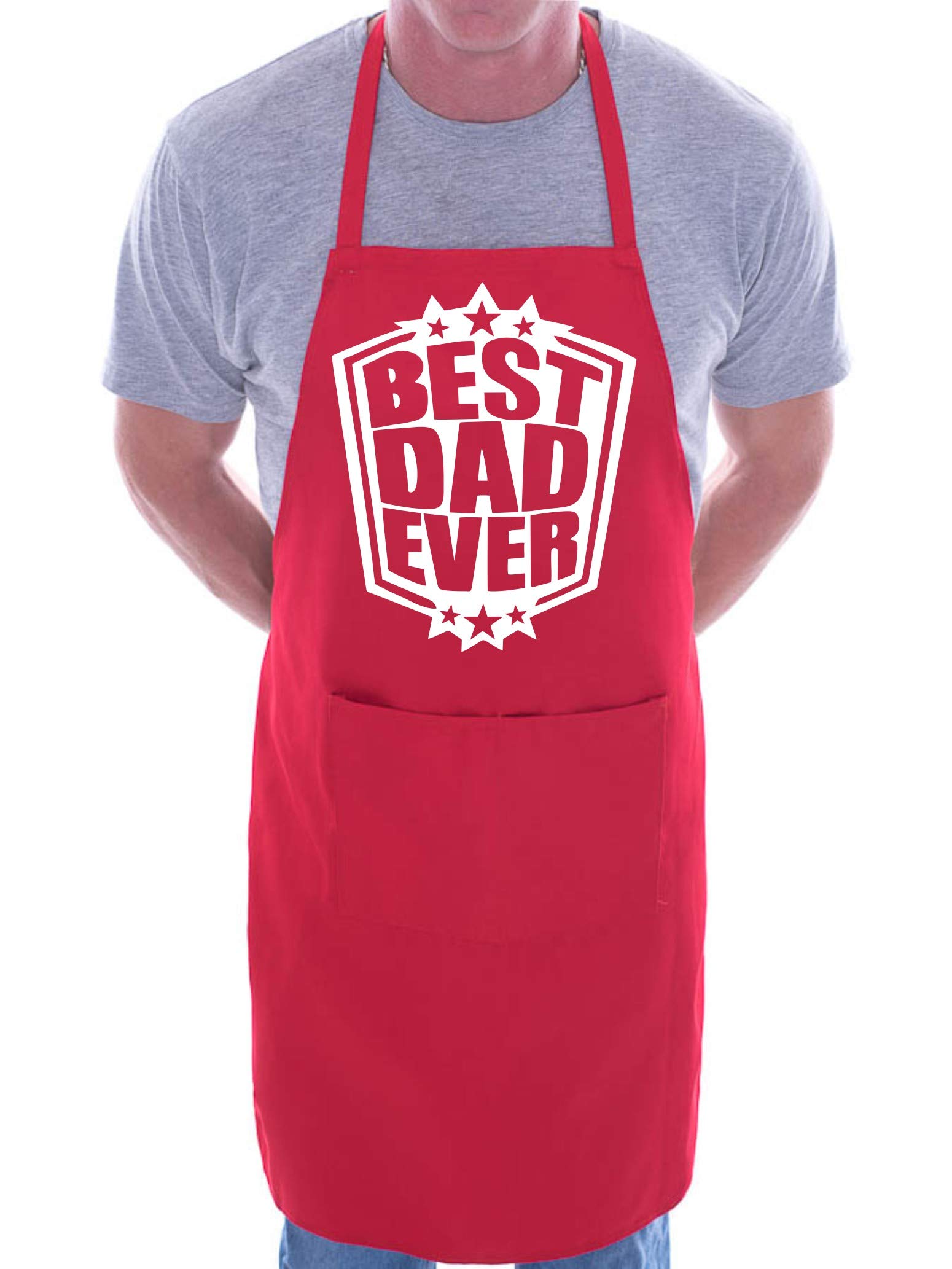 Print4u Men's Red Best Dad Ever Fathers Day Bbq Cooking Novelty Apron
