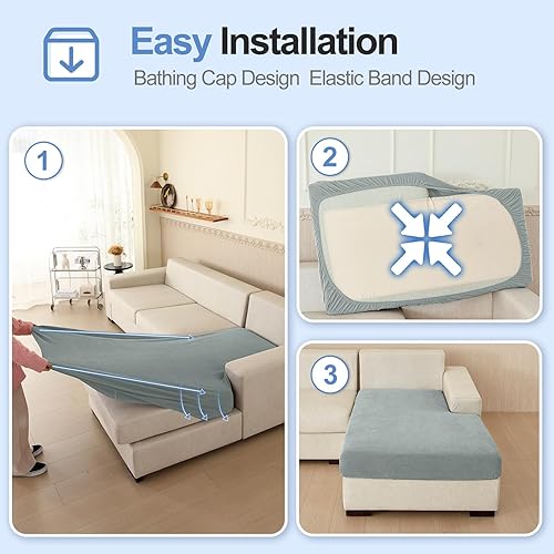 Miniatura 5 de Funda para sofá en forma de L, funda de felpilla súper elástica para sofá en forma de L, protector de muebles (solo 1 funda de cojín para diván,