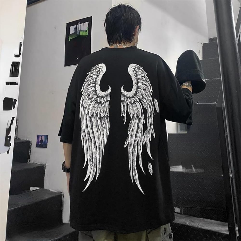 Amazon.com: Men Women Y2k T Shirt Wings Gothic Grunge Baggy