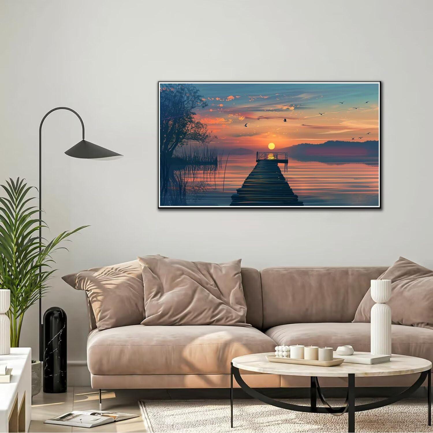 Dipingere con i Numeri Adulti, Molo Kit di Pittura Acrilica Fai-da-Te per Adulti Principianti, 160x90cm Paint by Numbers Adulti/Bambini con Pennelli Pittura a Pigmento Acrilico, Senza Cornice (Natura)
