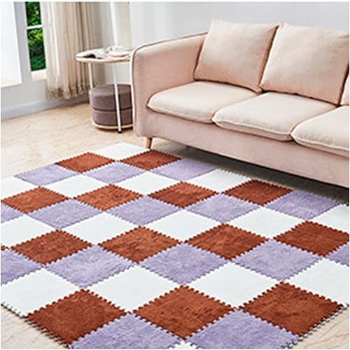 10 tapetes de espuma de rompecabezas de felpa, azulejos de espuma entrelazados suaves y esponjosos, 10 azulejos9.7 pies cuadrados, cuadrados de