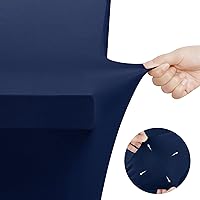 Vista 6 de Utopia Kitchen Paquete de 2 manteles de elastano [6 pies, color azul marino] ajustado, lavable y resistente a las arrugas, mantel elástico