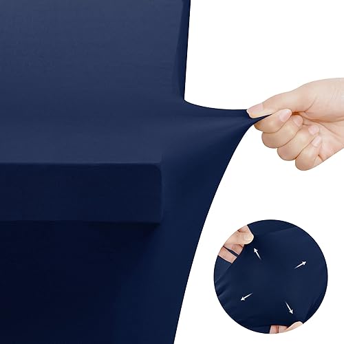 Miniatura 6 de Utopia Kitchen Paquete de 2 manteles de elastano [6 pies, color azul marino] ajustado, lavable y resistente a las arrugas, mantel elástico