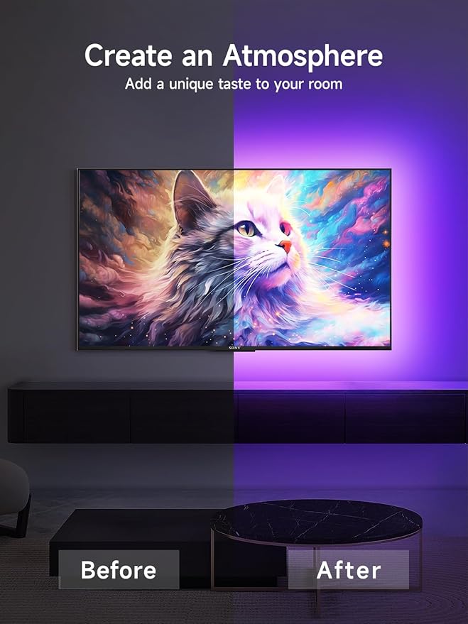 Luz LED para TV KANTUTOE 16.4ft RGB con Control APP miniatura 3