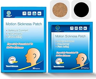 KONGDY 30 Counts Motion Sickness Patches for Boat Rides, Car Trips, Airplane Travel, Cruise Ship and Other Forms of Transport, Non Drowsy, Travel Essentials for Adults and Kids
