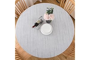 LIBERECOO Elastic Fitted Vinyl Tablecloth for 45"-56" Round Tables