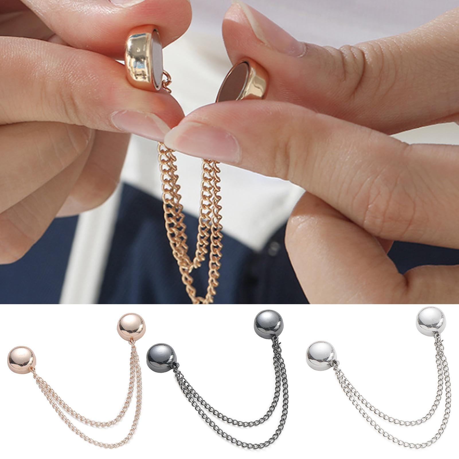 6 Paia Di Spille Magnetiche Per Hijab: Piccoli E Forti Magneti Colorati Per Sciarpe E Vestiario, Senza Ago E Antiruggine (Nero, Oro, Argento, Bianco, Beige) - 2
