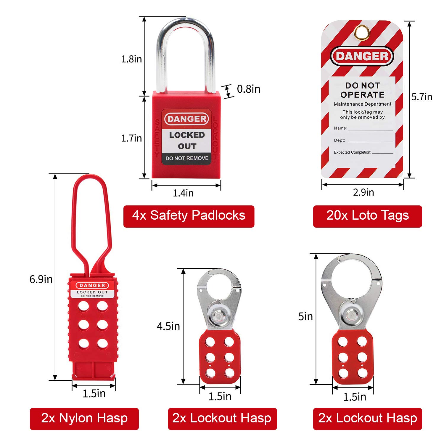 SOSAMV Lockout Tagout Kit Premium Quality Safety Padlocks, Haps