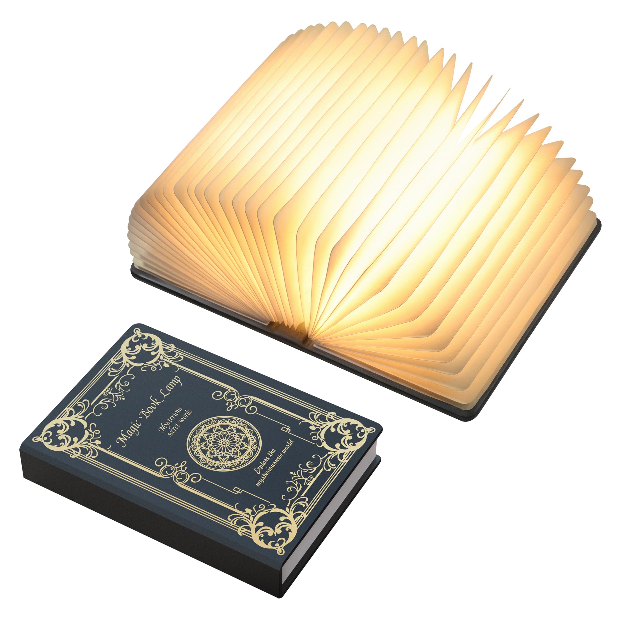 Ba suns Magic Book Lamp, 3-Color Adjustable Reading Light, Portable Foldable Paper Desk Lamp for Night Reading, 1200mAh Battery,Creative Home Decoration & Gift for Book Lovers