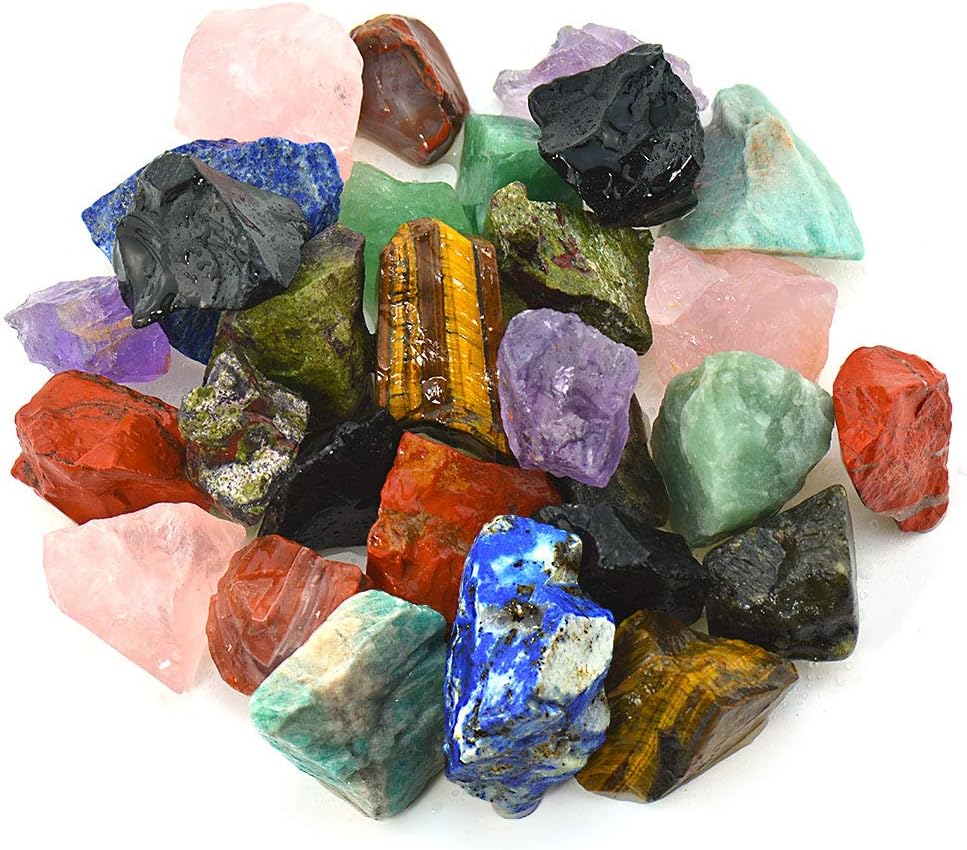1 lb Bulk Rough Madagascar Stones Mix Large 1" Natural Raw Stones for Tumbling, Cabbing, Fountain Rocks, Decoration,Polishing, Wire Wrapping, Wicca and Reiki