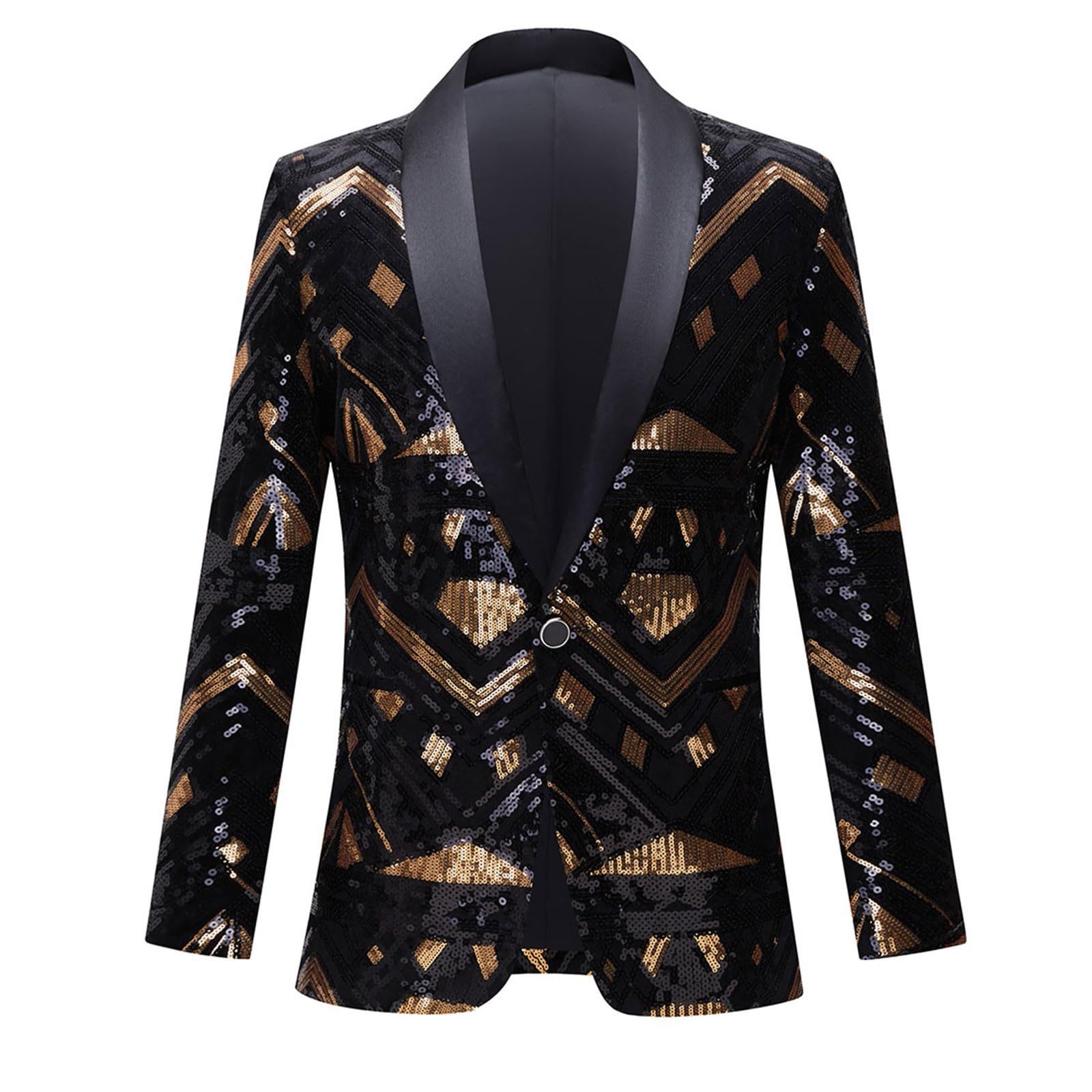 Karneval Kostüm Herren - Glitzer Blazer Slim Fit Hochzeit Herren Pailletten Sakko Mantel Langarm Mantel Anzug Party Formelle Discokugel Kleidung Herrenjacke Performance-Kostüm