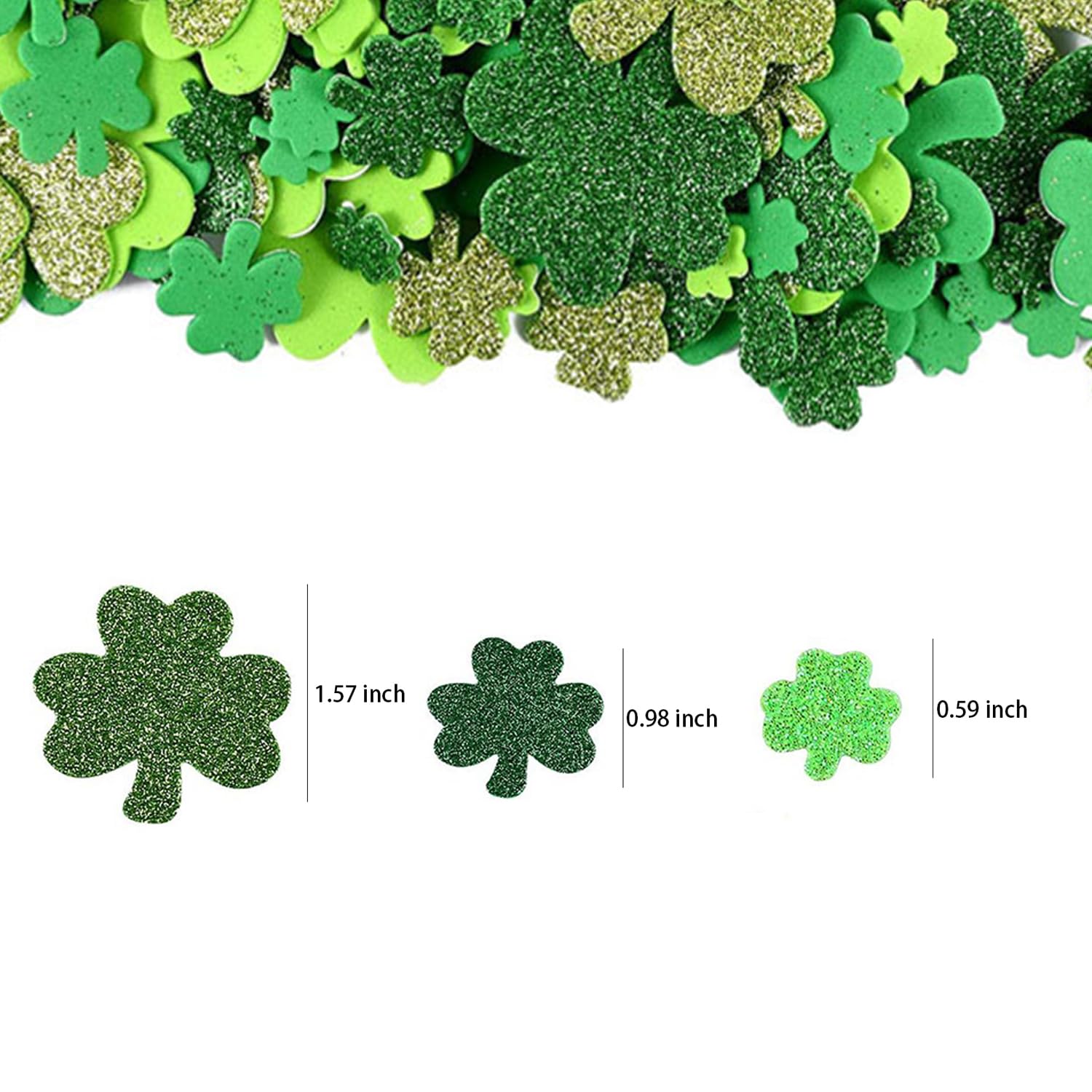300 Stück Kleeblatt-Aufkleber Aus Schaumstoff – Selbstklebend & Glitzernd – Für St. Patrick’s Day & Bastelprojekte