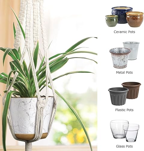 Miniatura 3 de MIPON Paquete de 3 colgantes de macramé para plantas de interior con 3 ganchos, tamaño de 46 pulgadas, 41 pulgadas, 34 pulgadas, para decoración