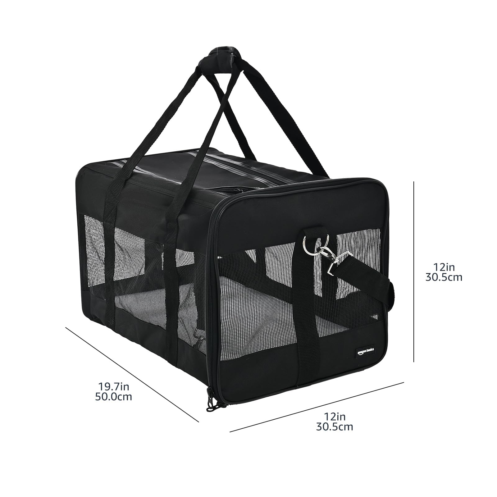 Amazon Basics Trasportino Morbido per Cani,Gatti - Grande, Nero, L 50 x P 26 x H 28 cm