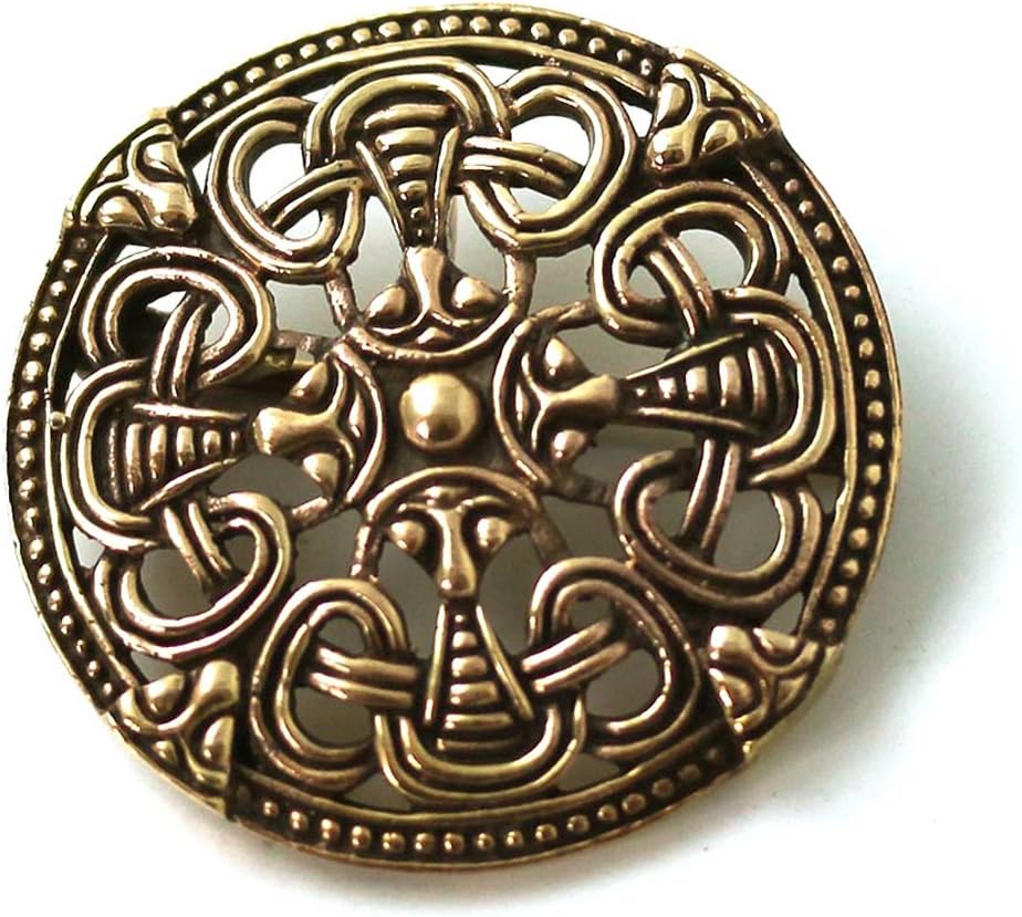 Bronze Gold Viking Shield Brooches,Clothes Fasteners - Cloak, Shawl, Scarf Pin, Norse Vintage Jewelry