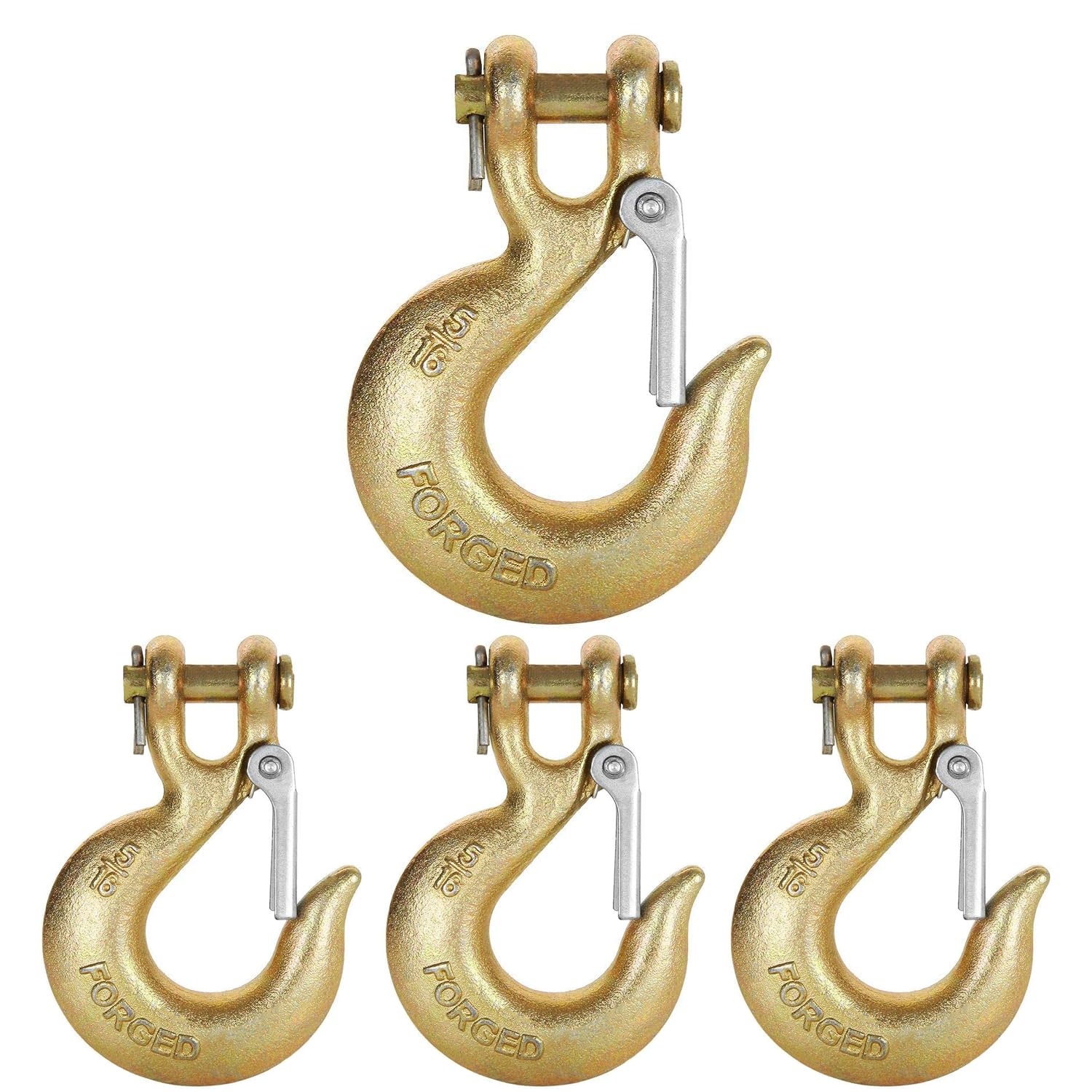 Heavy Duty Towing Hooks Boxer 4-Pack Heavy Duty Clevis Slip Hooks - 3/8" Grade 70 Forged Steel 5/16 Chain Hook