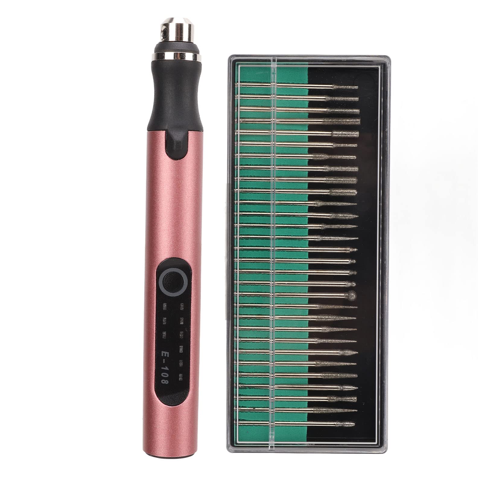 Electric Engraving Pen, USB Rechargeable Portable Electric Micro Sanding Pen, Mini Grinding Pen with Indicator Lights, Engraving Pen for Metal, Wood, Glass and Ceramic (Rose Gold)