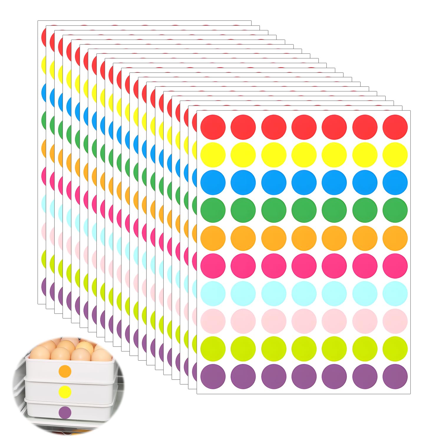 1400 Pcs Gommettes Autocollantes Rondes 20mm Couleur Codage Étiquettes Pastille Multicolore 10 Couleurs